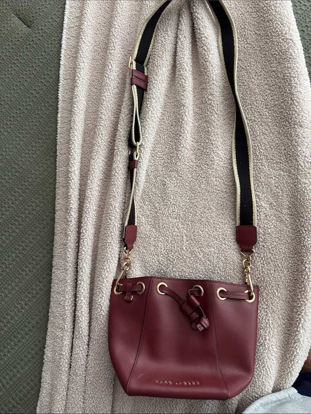 Marc Jacobs Wine Red Leather Crossbody with Gold Hardware